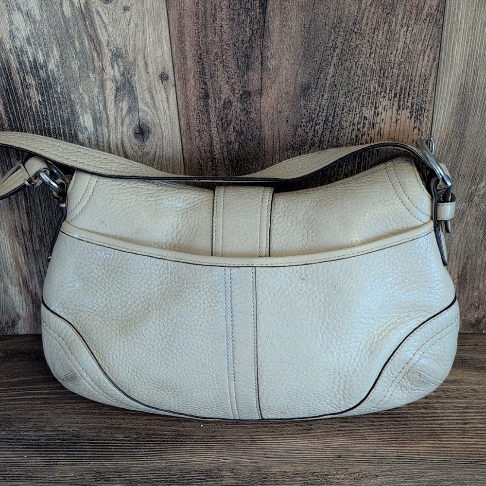 Coach Soho Flap Buckle Beige Vintage Leather Shoulder Bag F1090     M538 - Picture 3 of 12